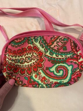 Vera Bradley Pink Paisley Cosmetic Pouch with Green & Red Accents